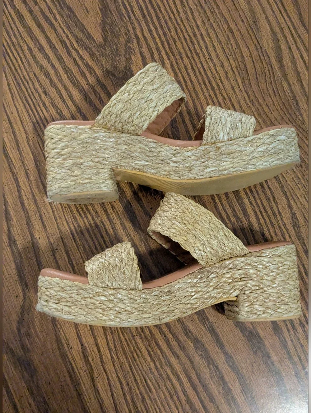 Woven Double-Band Platform Slide Sandals Size 7
